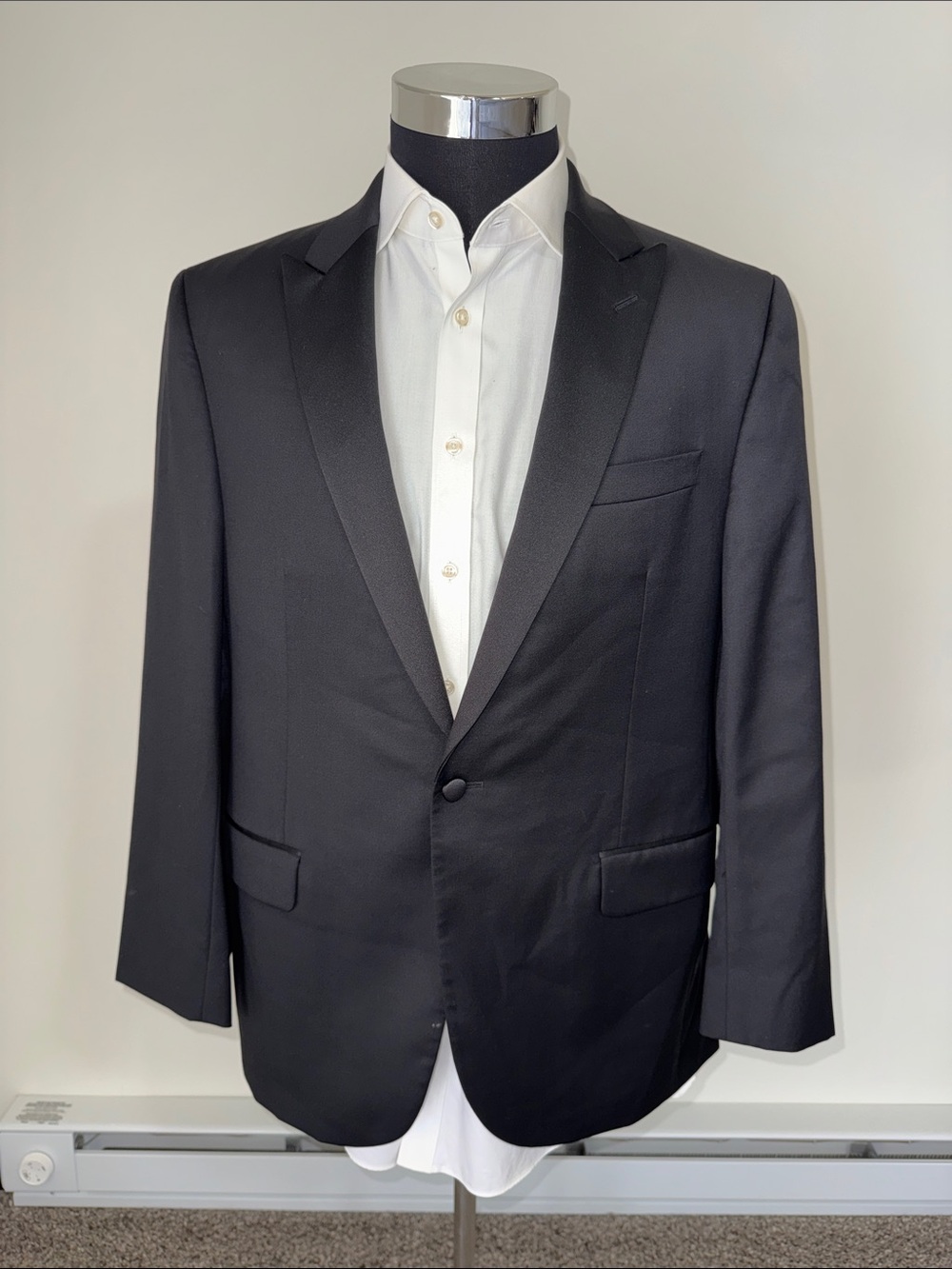 David Donahue mens 42R black single button loro Piana 100% wool tuxedo jacket